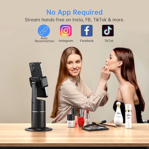 Auto Face Tracking Phone Holder, No App Required, 360° Rotation Face Body Phone Tracking Tripod Smart Shooting Camera Mount for Live Vlog Streaming Video, Rechargeable Battery-Black - Image 5