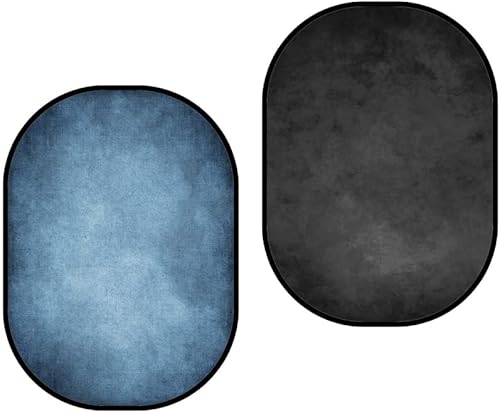 Kate Telón de fondo plegable desplegable gris y azul plegable para fotografía de retrato, para video, para transmisión en vivo, 5 x 6.5 pies