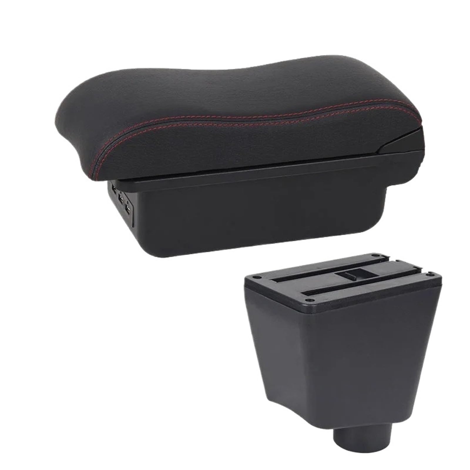 Armrest Box For Clio 3 For III 4 IV Armrest Box Accessories Storage Holder Ashtray Curved Surface Car Armrests(B Black red 3USB)