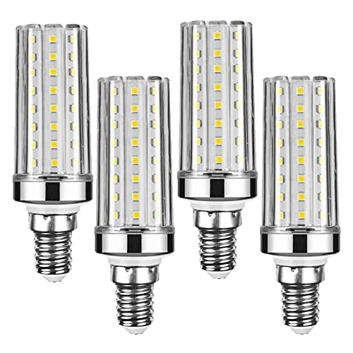 Lxcom Lighting 16W E12 LED Corn Bulbs Candelabra LED Bulb(4 Pack)- 2835 SMD 80 LEDs 150 Watt Equal Daylight White 6000K LED Chandelier Bulbs 1600LM Decorative Bulb E12 Base for Home Lighting,AC85-265V