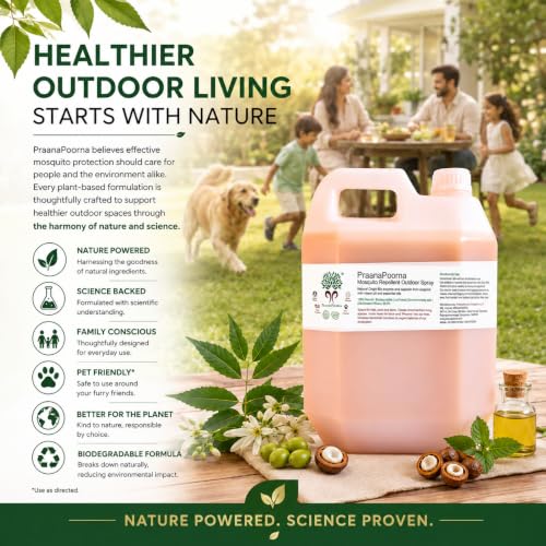 Image of Natural Mosquito Repellent Spray 5L | Plant Based DEET Free Outdoor Protection | Baby & Pet Safe | Natural Essential Oils | Biodegradable Formula | Garden Parking Camping Outdoor Use
