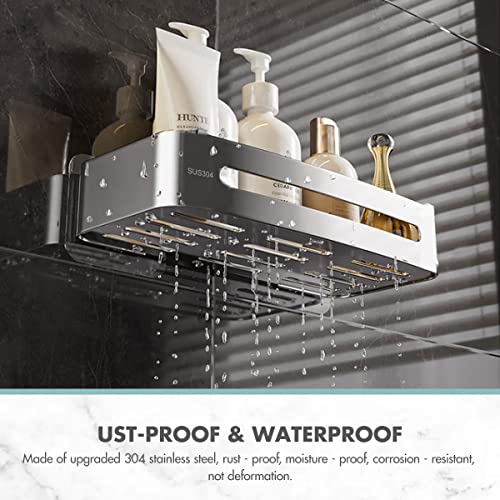 Kuled Shower Caddy, Adhesive Shower Shelves No Drilling, 1.77Inch Height Rustproof Stainless Steel Bathroom Shower Organizer, Silver Polished Shower Shelf With 2 Adhesives #TOP2