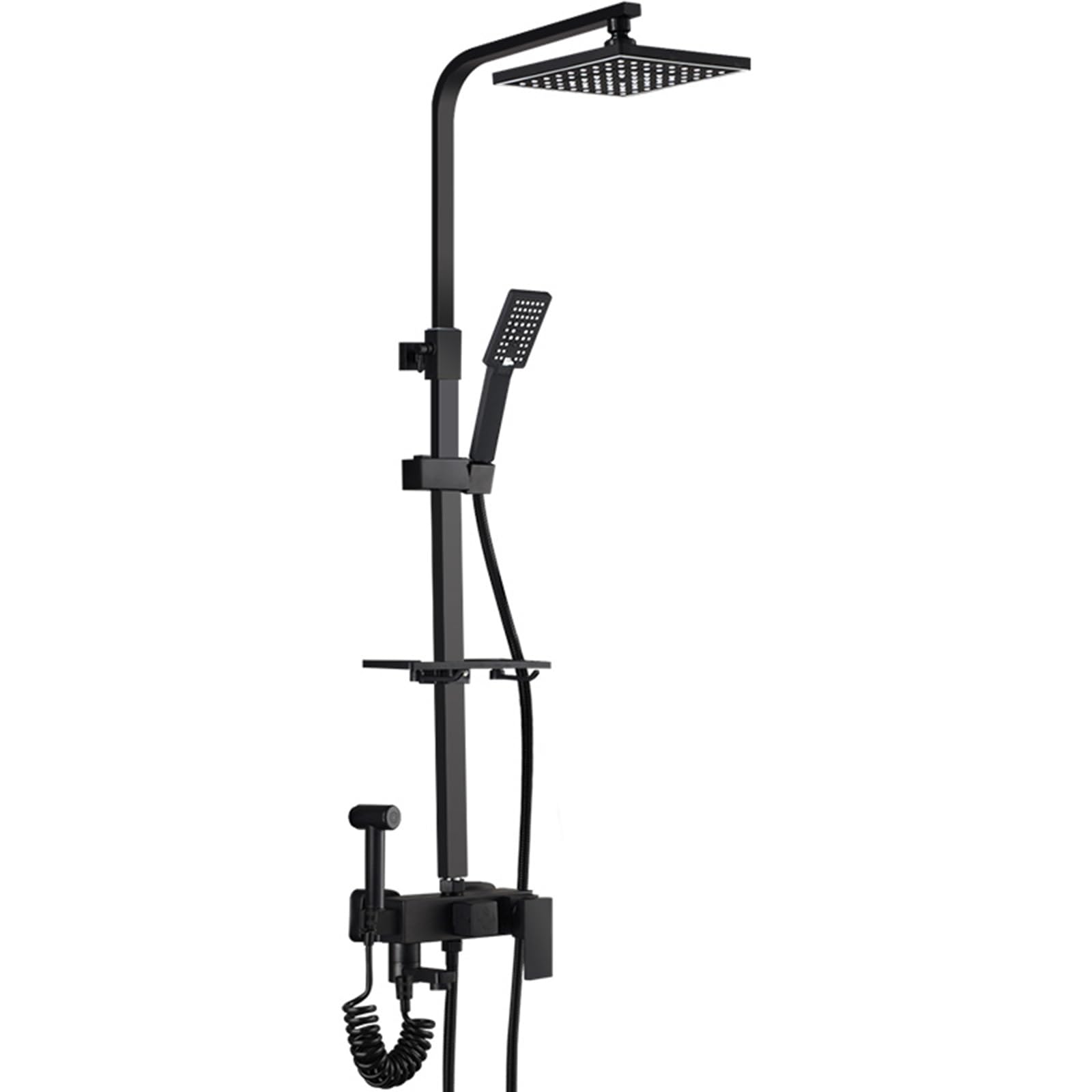 GLJTUO Shower system, Bathtub Shower Faucet Set black Shower System Wall Mounted Shower Faucet Set Three modes Adjustable Height Brass Bathtub Faucets & Showerheads Kit, black