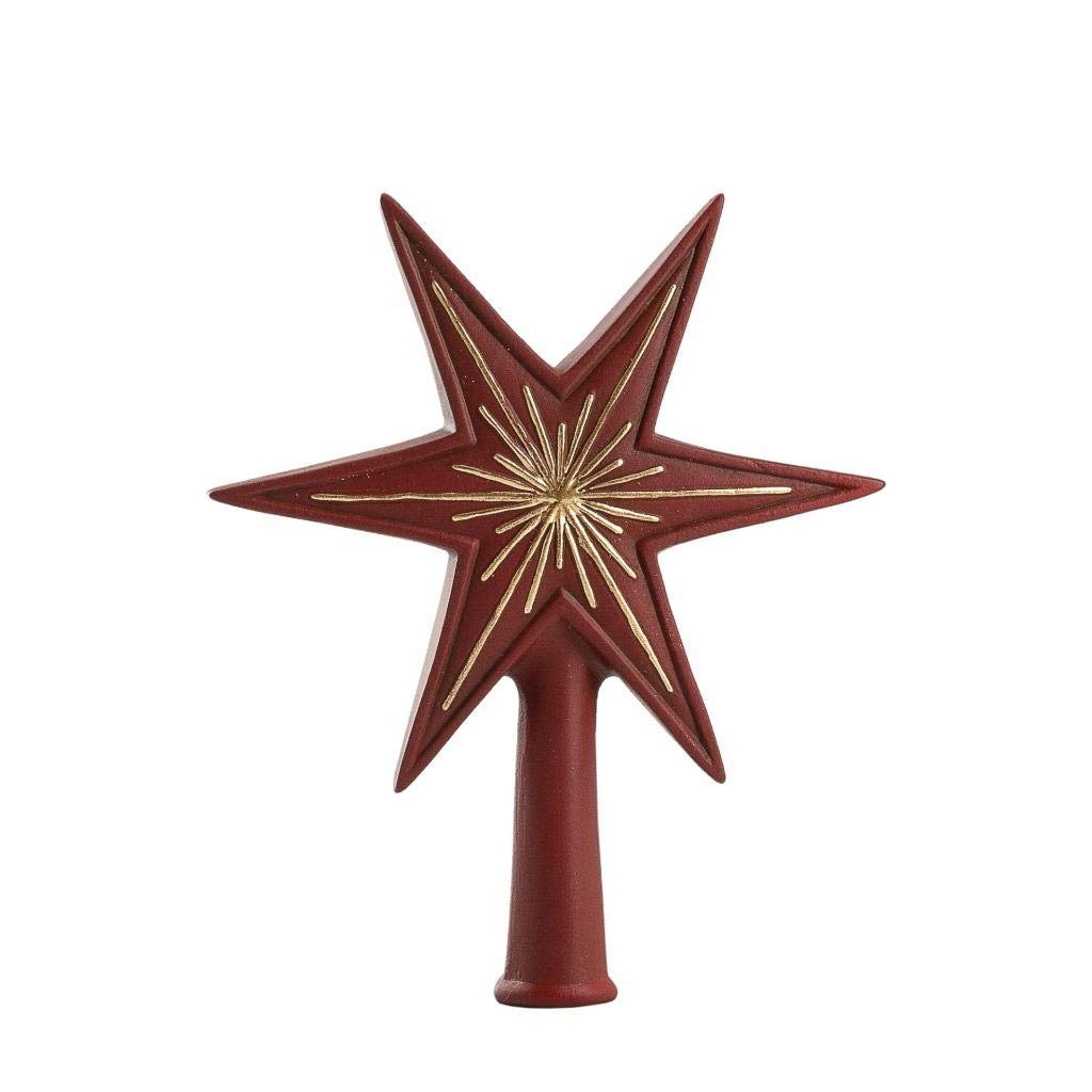 5.5" German Paper Mache Christmas Tree Topper Little Star Red Gold