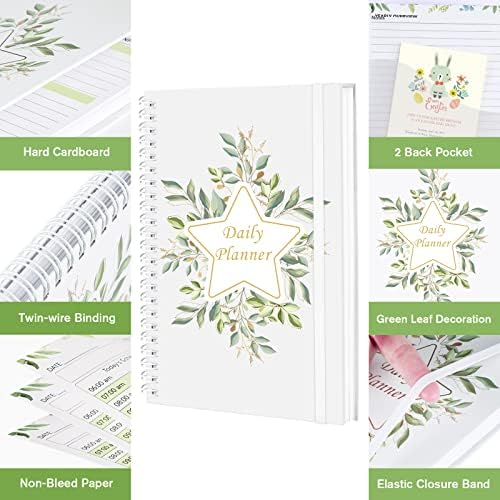 Daily Planner, Undated Planner with To Do list, Spiral Work Planner Notebook for Men and Women, Cute Planner Appointment Book Agenda Planner for Work and Personal Organized, 5.8 x 8.4 inch (Star)