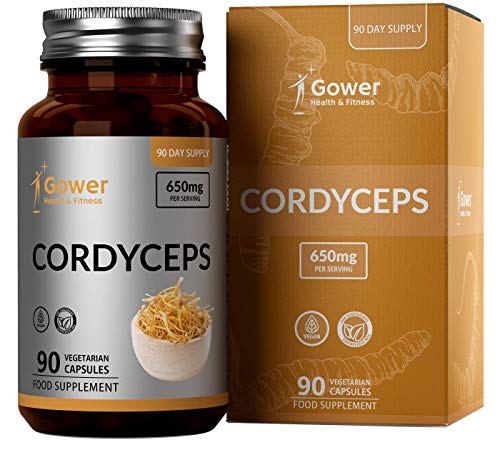 GH Cordyceps 650mg Cápsulas | Extracto de Cordyceps Sinensis | 90 Cápsulas Veganas | Cordyceps Funghi | Fabricado en Instalaciones con Licencia ISO | Sin OGM, sin Lácteos y sin Gluten