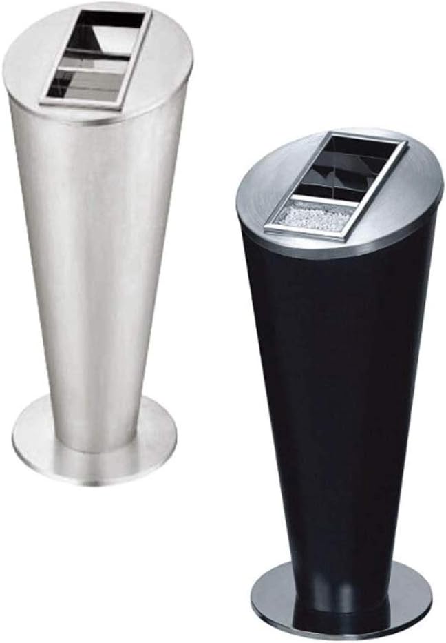 Waste Bins,Rrubbish Bin Outdoor Trash Can Stainless Steel Trash Can Hotel Mall Lobby Elevator Vertical Trash Can with Ashtray Public Place Cash Bucket 72X30.5 cm Heavy Trash Can/Black/a