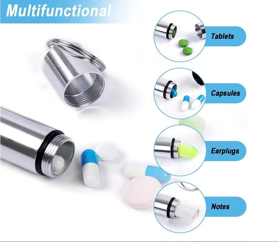 Miniatura 5 de FAYALA - Pastillero para llavero, mini pastillero portátil para bolso, pastillero de bolsillo impermeable, contenedor de medicamentos EDC, portador