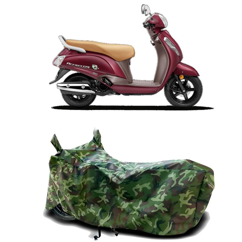Image of DUFFEL-100% Heat Protection Two Wheeler Bike /Scooty Body Cover for Suzuki Access 125 SE Water Resistance /UV-Rays /Birds Dropping /Scratchproof /Dust Proof /Waterproof[Green Jungle Print]