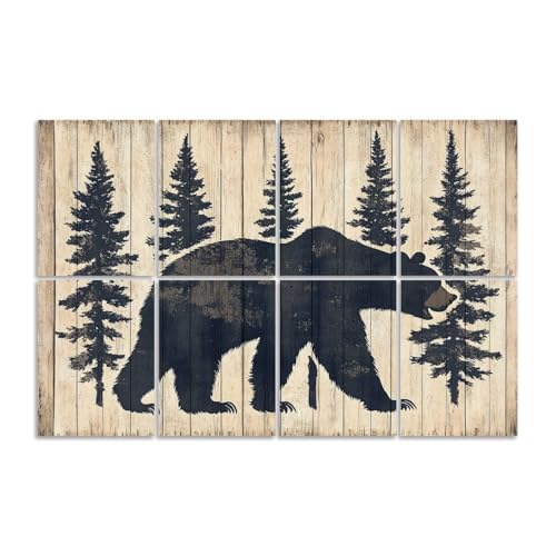 8 Pack Paneles Acústicos Decorativos Absorbentes de Sonido Estilo Rústico con Diseño de Bosque y Oso, 48"x32" miniatura 1