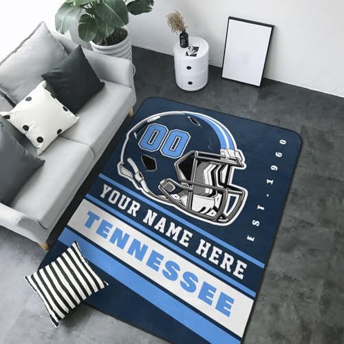Custom Tennessee Rug for Bedroom Personalized Area Rugs with Name and Number Custom Football Carpet Gifts for Fans Men Women