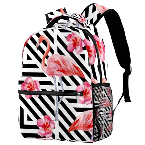 Sac à dos d'école flamant rose et voyage décontracté pour ados et femmes 29x20x40cm