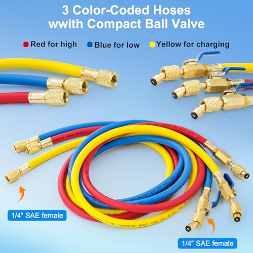 Kit de mangueras para manifold AC 3 piezas 5FT Tigbear miniatura 2