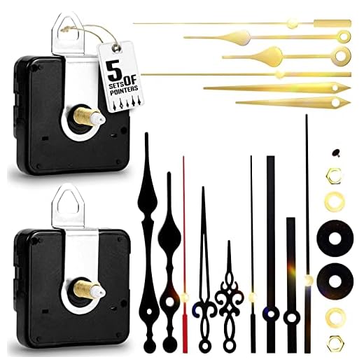 2Pcs Quartz Clock Mechanism Kit, Wall Clock Mechanisms Mattery Powered Replacement, Clock Movement Parts Motor Replacement DIY Repair Parts with 5 Set Hands (No Battery)