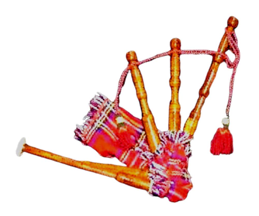New Mini Scottish Toy Bagpipe CP Made Playable Beginner & Children Best Gift item, Made with Cocuswood, Wool Royal Stewart Tartan, Silk Cord, Two Plastic Reeds.