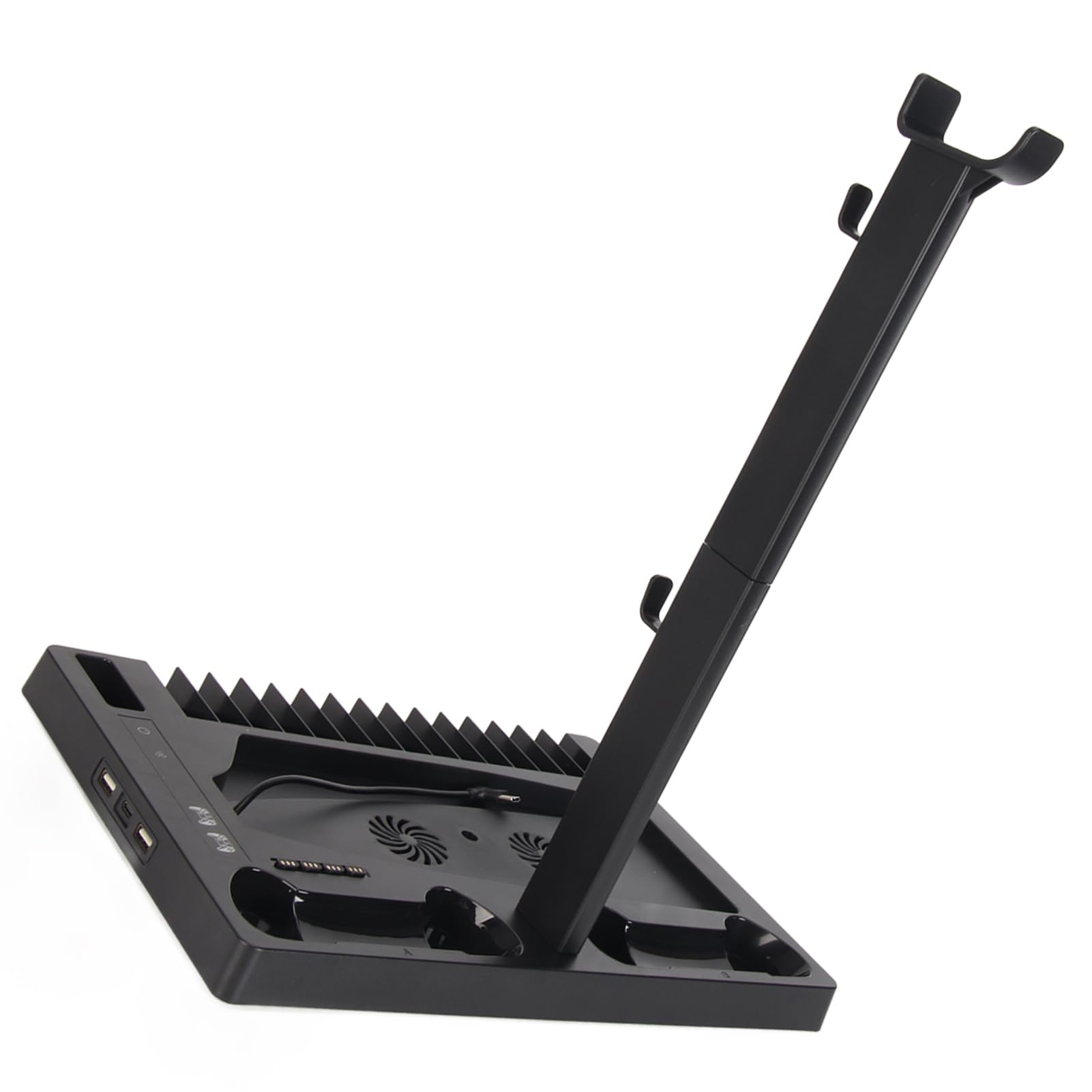 Supporto per Caricabatterie, Stazione di Raffreddamento per Dock di Ricarica Doppio Controller con 15 Slot per Dischi di Gioco, Ventola di Raffreddamento Rapido e Indicatore di Ricarica LED