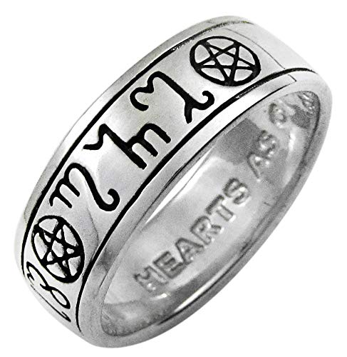 Sterling Silver Handfasting Theban Pentacle Wedding Ring (Size 4-15)