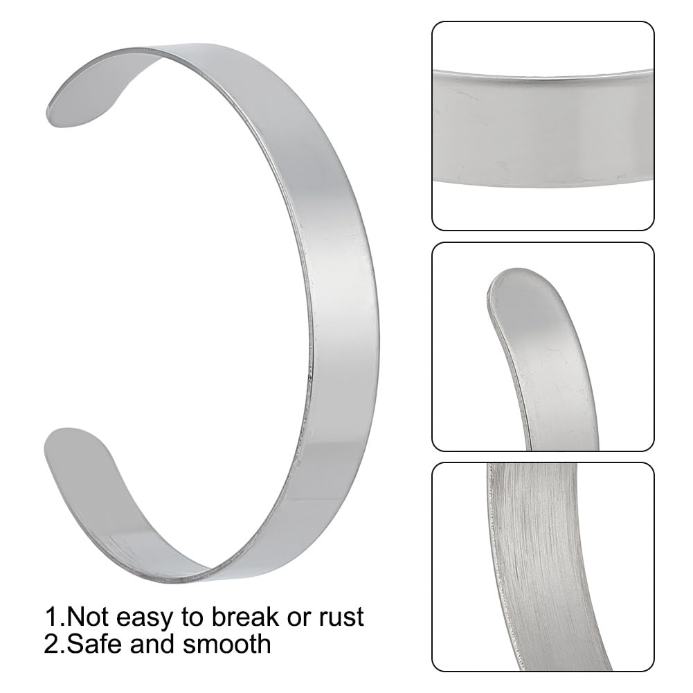 10pz 304 braccialetti Aperti In Acciaio Inossidabile 5.85cm, Bracciale Rigido Semplice Braccialetti Scanalati Braccialetti per Donna Uomo Decorazione Creazione di Gioielli
