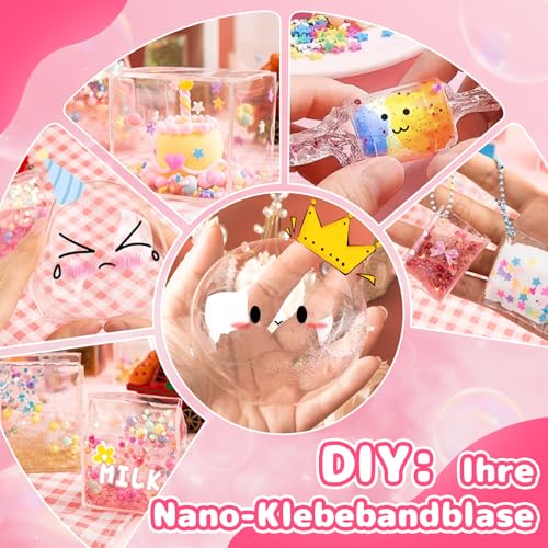 Meetory Nano Tape Bubbles Set - 63 Stück Nano Tape Leuchtet im Dunkeln Magie Nano Klebeband Nanoband Multipurpose Nano Bubbles Tape Set für junge mädchen mit Pailletten Aufkleber DIY craft kit, Favors