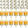 12 Pièces Filtre à Essence, Moto Carburant Filtre, Avec 25 Pièces Avec Clips de Tuyau, Accessoires Filtration en Ligne Universelle, pour Scooters de Moto, Tondeuses à Gazon pour Moteur De VTT