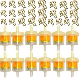 12 Pièces Filtre à Essence, Moto Carburant Filtre, Avec 25 Pièces Avec Clips de Tuyau, Accessoires Filtration en Ligne Universelle, pour Scooters de Moto, Tondeuses à Gazon pour Moteur De VTT
