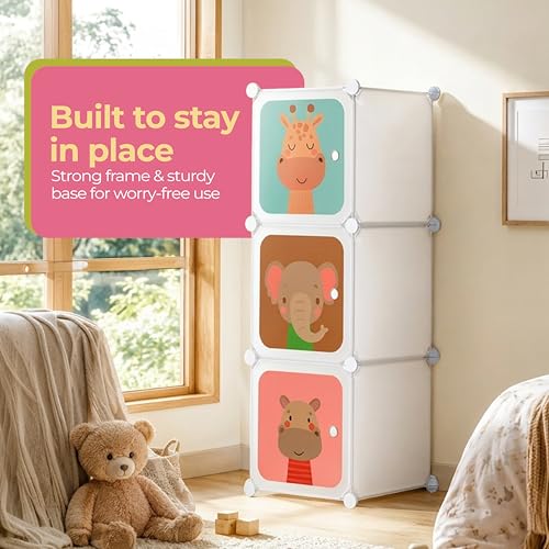 Image of Lifelong Kids Storage Cabinet Organizer | 3 Racks for Organized Storage | Multipurpose Wardrobe for Kids Clothes, Toys & Books | Lightweight, Portable & Spacious Shelf for Home Use (LLHSRK02, White)
