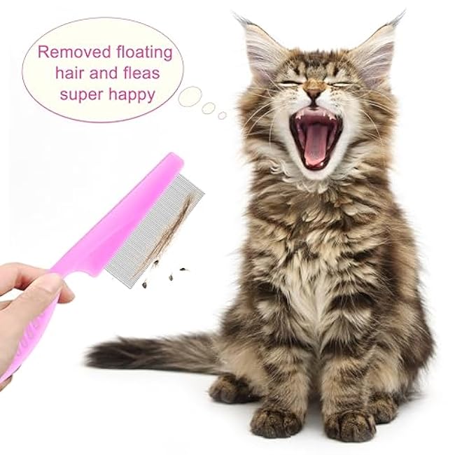 5 Pack Flea Lice Comb,Stainless Steel Dog Cat Grooming Combs With Rounded Teeth,Double-Sided Tear Stain Remover,Dematting Comb For Dogs Cats Ideal For All Types Of Small, Medium, Large Pets (Pink)-Y4BfBTMu