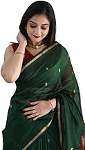 Spun Cotton Lichi Silk Saree For Women With Attach Unstitch Blouse Piece
