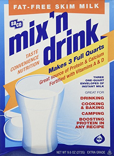 Saco Mix'n Drink, Instant Non-Fat Dry Milk (makes 3 quarts) 9.6oz (pack of 3)