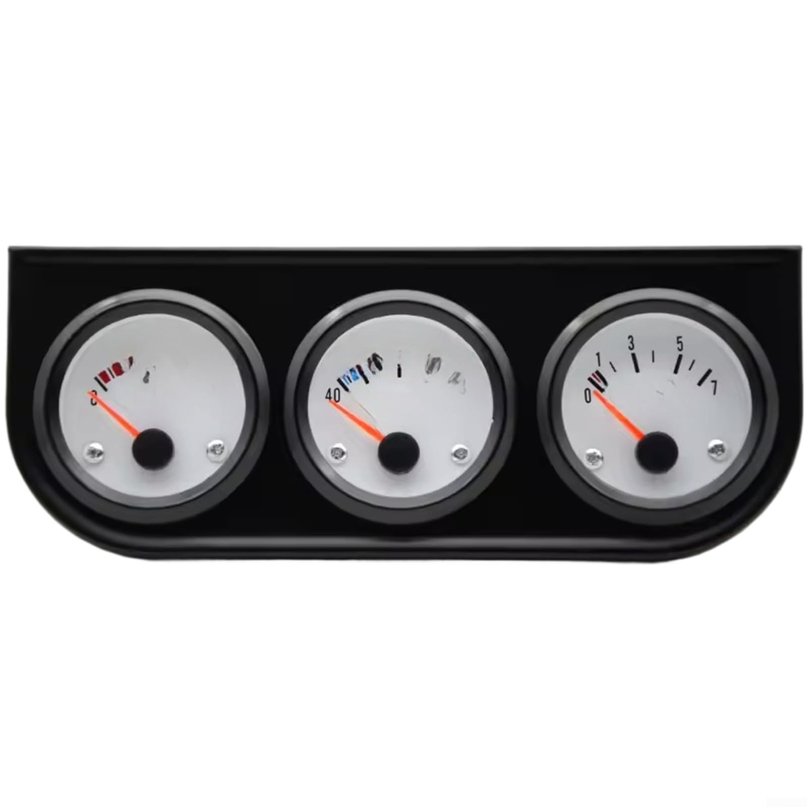 Juego de calibre 3 en 1 para coche, 52 mm, voltaje de aceite, temperatura del agua, voltímetro, instrumento combinado para coches, camiones, 12 V, carcasa de ABS, color blanco y negro, montaje (B)