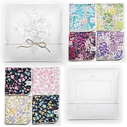Amazon 小花柄ポケットハンカチ4枚ギフト 2セット Lttle Flower ハンカチ バンダナ 通販