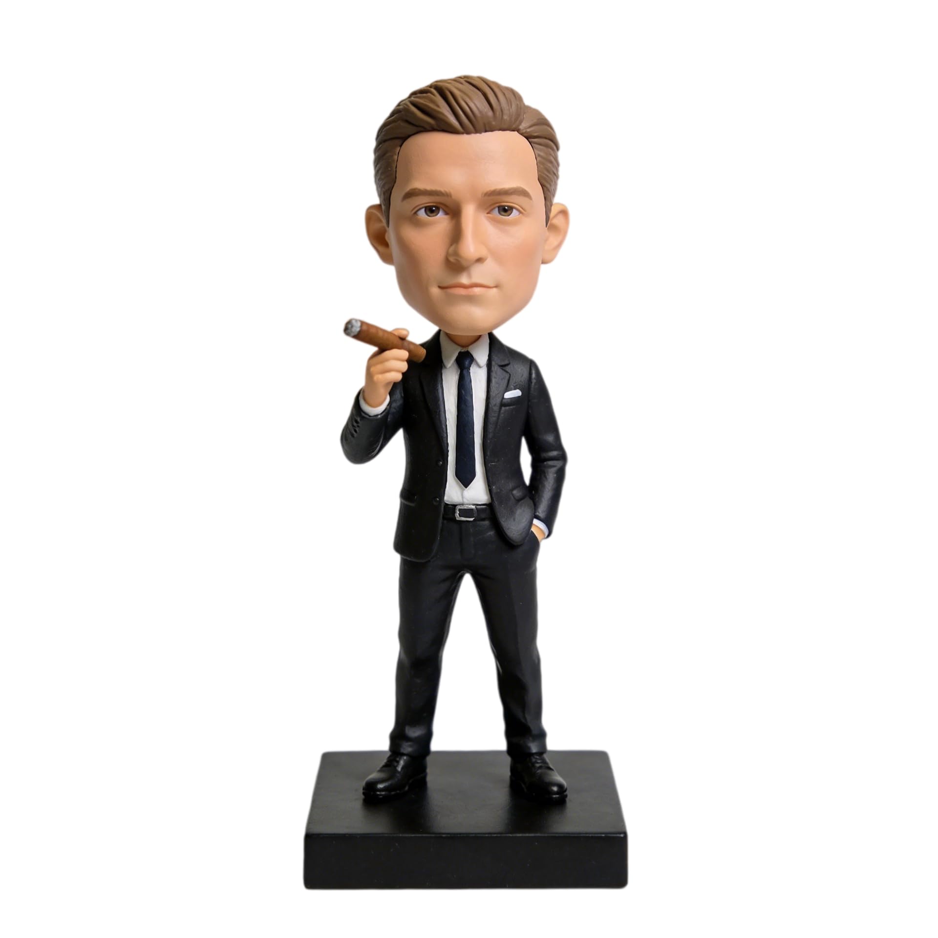 Figura 3D personalizada de hombre de negocios, figura 3D de la foto, estatua de cuerpo completo hecha a mano de arcilla polimérica con accesorio para cigarros, regalo de decoración de escritorio de