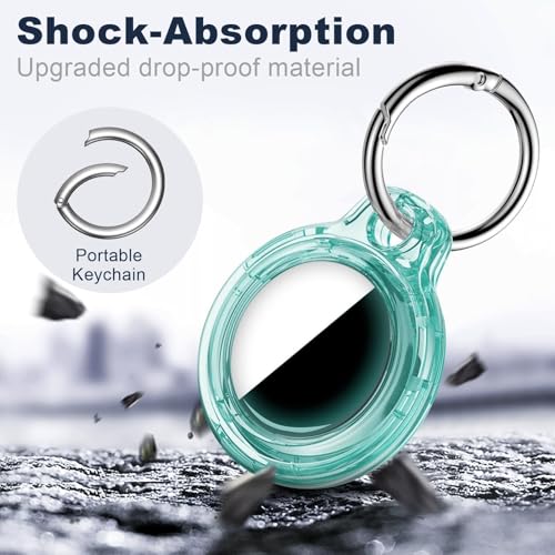 Image of MOLOSLEEVE Case for AirTag 2nd Gen (2026) & 1st Gen, Shockproof Holder with Keychain, Anti-Scratch Protective Cover for Air Tags, GPS Tracker Accessories for Keys, Luggage, Bags, Clear Blue