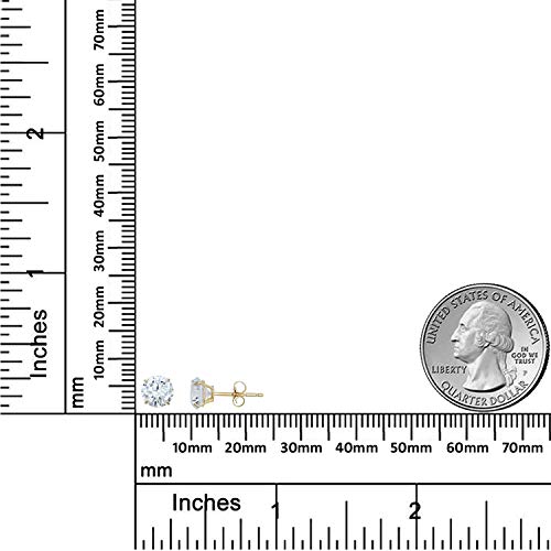 Avora 3-Pair 10K Yellow Gold Round Simulated Diamond Cz Stud Earrings Set, (4Mm,5Mm & 6Mm) #TOP4