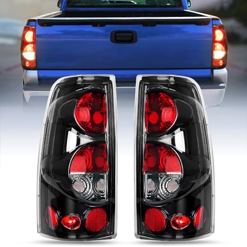 Nilight Taillight Assembly Compatible with 1999 2000 2001 2002 2003 2004 2005 2006 2007 Chevy Silverado 1999-2002 GMC Sierra Rear Lamp Classic Body OE Style Black Housing Clear Lens by Nilight - Used condition - US$34.66