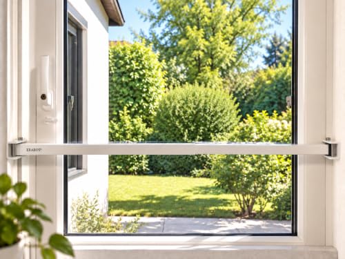 ERABOS Patentierte Sicherungsstange f. Fenster u. Türe SW | von Polizeibeamten entwickelt | MIT KIPPSTELLUNGS-Schutz | Einbruchschutz | 57-100cm | MASSIVER Stahl