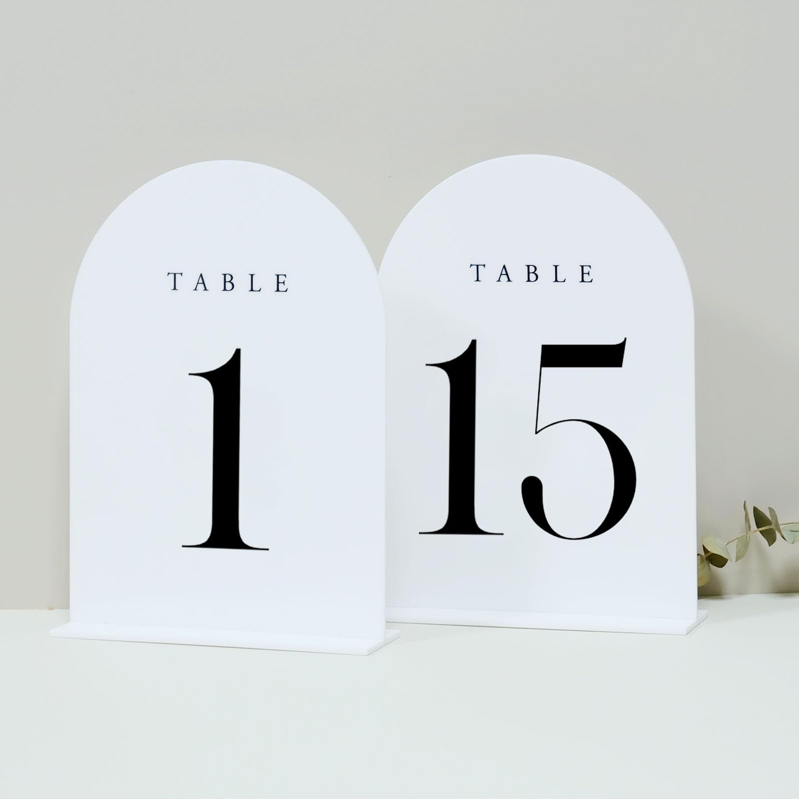 JINMURY White Arch Table Numbers for Wedding, 15 Pack 5"x7" White Arch Acrylic Table Numbers 1-15 with stand, Perfect for Wedding Event Reception
