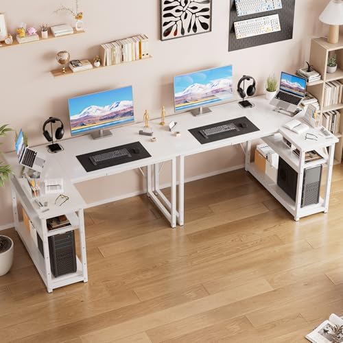 JUMMICO Scrivania Angolare a L 120x80 cm per Computer con Ripiani e Divisori, Compatta per Studio, Lavoro e Gaming, Ideale per Camera da Letto e Ufficio,Bianca - Immagine 5