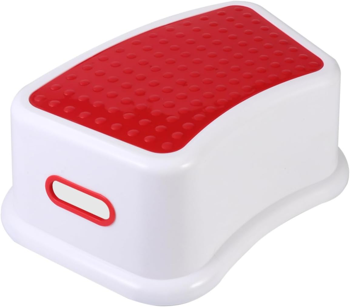 Multifunctional Footstool Red Lightweight Portable Plastic Stool for Non Slip Surface and PP Material Height for Toilet Training and Everyday Use