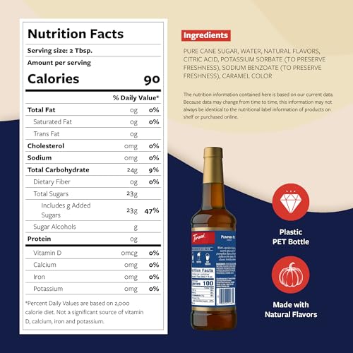 Image of Torani Coffee Syrup, Pumpkin Pie Flavored Syrup for Drinks, Pump Included, 25.4 Fl Oz