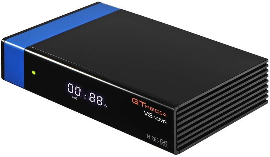 GTMedia V8 Nova Blue FTA DVB S2 Sattelite Receiver with Built-in Wi-Fi HDMI Support Full HD 1080p PVR Newcam Youtube PowerVu Dre & Biss Key