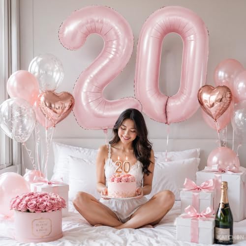 Image of KatchOn Pastel Pink 0 Balloon Number - 40 Inch | Birthday Decorations