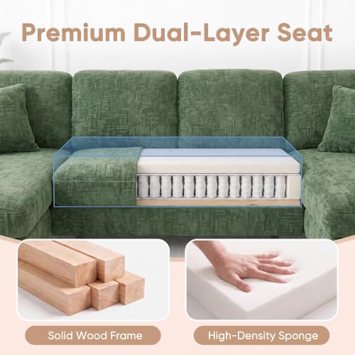 Image of Homall 105 inch U-Shaped Sectional Couches, Sofa Couch with Double Chaise,Green