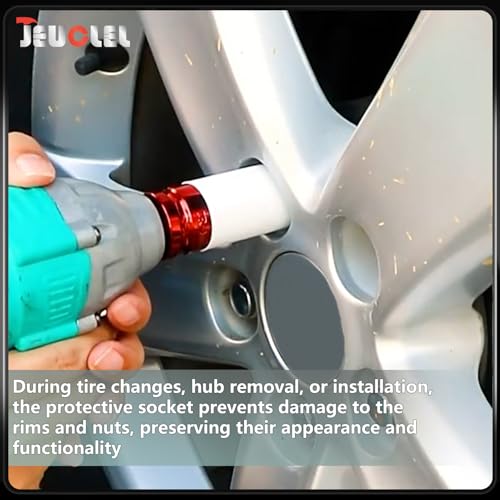 Image of 21mm 1 /2 inchDrive Wheel Protector Impact Socket, Lug Nut Impact Socket | 6 Point, Non-Marring, Thin Wall, Deep Socket, Wheel Protector, Protective Socket, Color-Coded, Cr-Mo Steel, Hand Repair Tool
