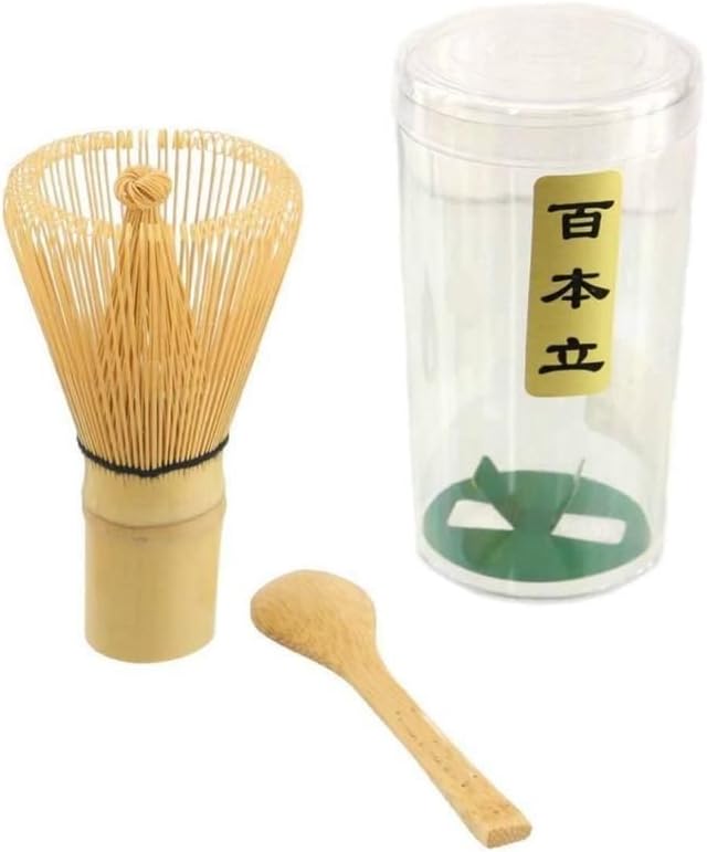 Bamboo Chasen Green Tea Whisk and Small Scoop for Preparing Matcha
