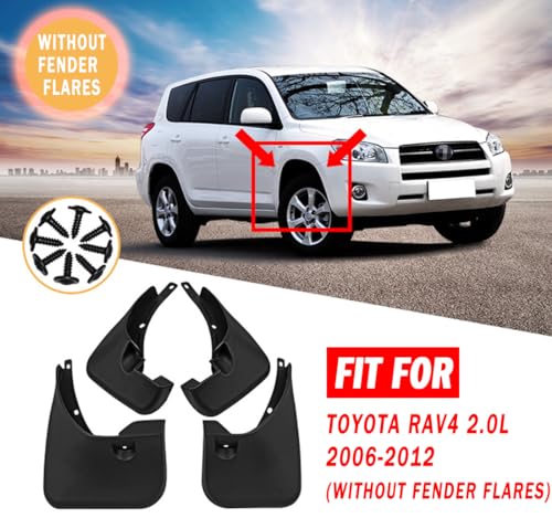 Image of Mud Flaps Mud Guards Fit for 2006-2012 Toyota RAV4 2.0L Without Fender Flares, Front & Rear Mud Splash Guards Accessories - 4 Pc, Black