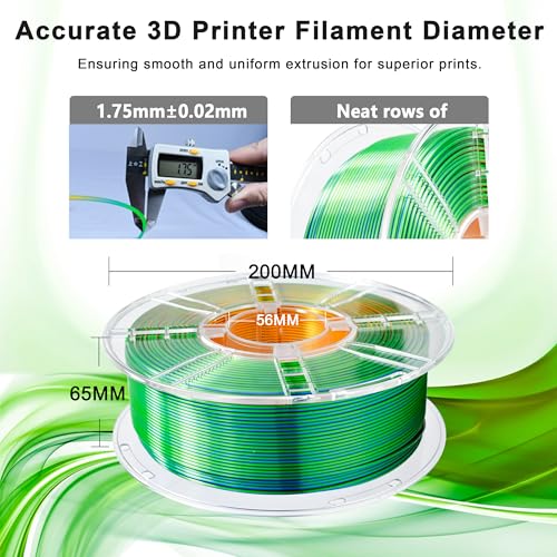Image of iBOSS Silk Three Color Yellow Green Blue High Speed Shiny PLA+ Filament,1kg 3D Printer PLA Plus Filament 1.75mm + / -0.02mm, PLA Pro Fit for Most 3D Printers (Silk Yellow Green Blue)