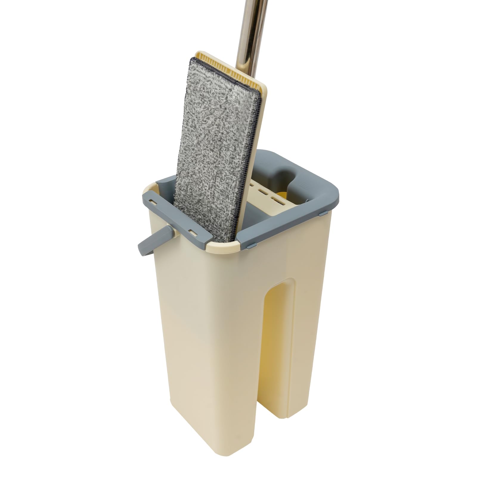 Juego de mopa para suelo (360° con cubo compacto, 10 fundas de microfibra para todas las superficies lisas)