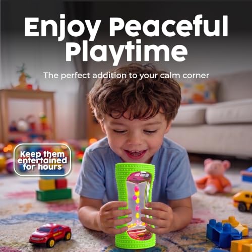 Image of BUNMO Liquid Motion Bubbler Sensory Toy for Kids & Adults - Gentle Fidget Toy for Mindfulness - Stimulating Visual Sensory Experience - Colorful Bubble Fidget Timer for Desk & Travel - Green