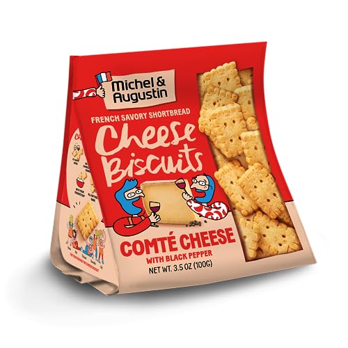 Michel et Augustin Gourmet Cheese Crackers, Crispy French Shortbread Snacks, Comté Cheese Biscuits with
